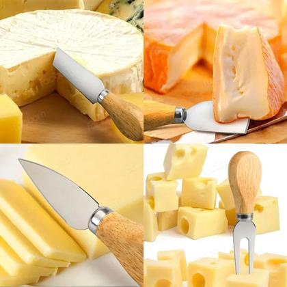 Imagem de Kit Jogo Utensílios P/ Queijo 4 Peças Cortador Aperitivos
