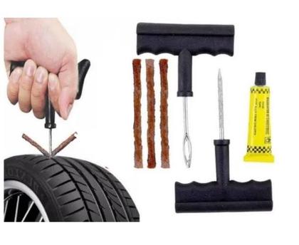 Imagem de Kit Jogo Viagem Conserto Reparo Remendo Pneu Furado Cabo Plástico