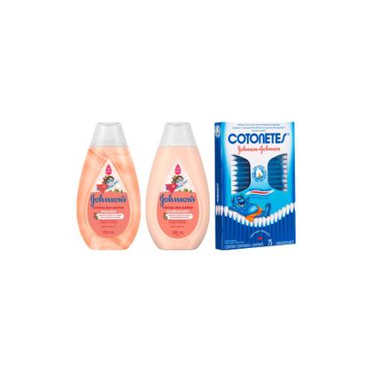 Imagem de Kit Johnsons Cacheados Sh 200ml + Cond 200ml + Cotonete 75un