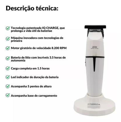Imagem de Kit Jrl Corte, Acabamento E Shaver Ghost 2 Branca Cor Branco 110v/220v Máquina de Cortar Cabelo e Barba Acabamento e Shaver JRL  Branca