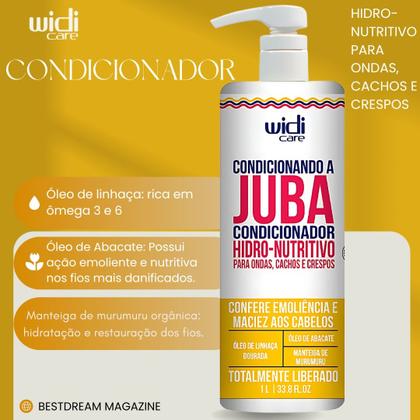 Imagem de Kit Juba Shampoo Condicionador Mascara Hidratação Geleia E Encaracolando Widi Care Grande Litro