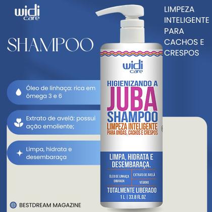 Imagem de Kit Juba Shampoo Condicionador Mascara Hidratação Geleia E Encaracolando Widi Care Grande Litro
