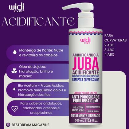 Imagem de Kit Juba Widi Care Vegano Shampoo + Condicionador + Mascara + Acidificante + Creme Ondulando