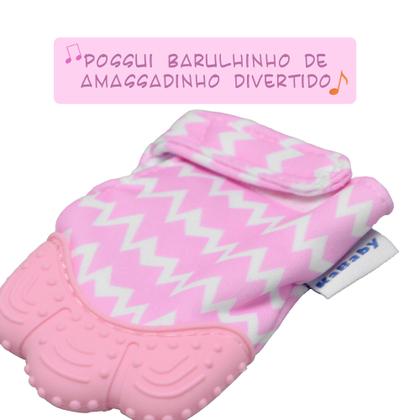 Imagem de Kit Kababy Babador Impermeável Rosa Cupcake e Mordedor Luvinha Rosa c/ Silicone