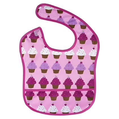 Imagem de Kit Kababy Babador Impermeável Rosa Cupcake e Mordedor Luvinha Rosa c/ Silicone