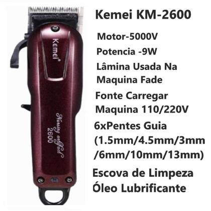 Imagem de Kit Kemei 2600 Cortador Cabelo Kemei 2712 Acabamento Barba 110/220V