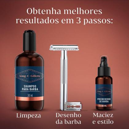 Imagem de Kit King C. Shampoo para Barba Gillette 241ml + Sérum Preenchedor de Barba 50ml