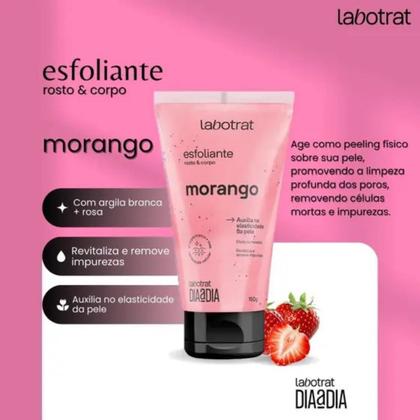 Imagem de Kit Labotrat Dia a Dia Morango Hidratante Esfoliante Sabonete e Body Splash Pele Macia Cuidado Pessoal