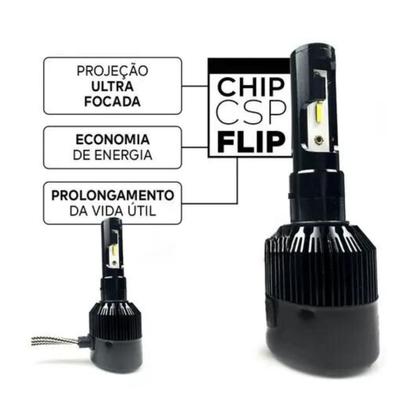 Imagem de Kit Lâmpada Automotiva Branca Led Chip Csp Flip H4 12V 6000K