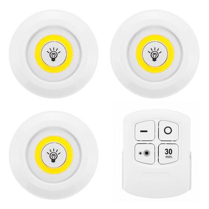 Imagem de Kit Lampada Luminaria Adesivo Sem Fio Controle Remoto 3 Led