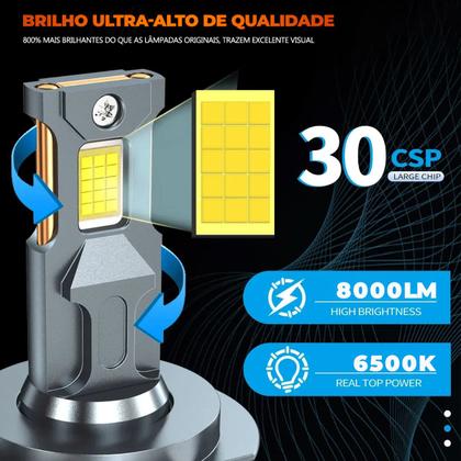 Imagem de Kit Lâmpada Ultra Led Diamond Farol Milha HB20 16/23 60W 6500k