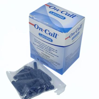 Imagem de Kit Lancetador e 100 Lancetas Para Amostra Sanguínea Glicemia Acon