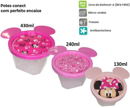 Imagem de Kit Lanche Escolar C/ Garrafinha 320ml Infantil Minnie Rosa