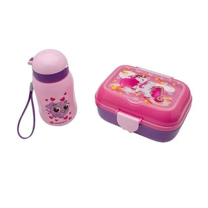 Imagem de Kit Lanche Garrafa Plástica 460Ml + Marmita 700Ml Unicórnio Leo&Leo Leonora - 10542