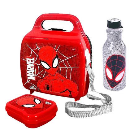 Imagem de Kit Lancheira com Alça + Porta Sanduiche e Garrafinha Homem Aranha 