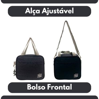 Imagem de Kit Lancheira Térmica e Pote Marmita 900ml 3 Camadas Azul Lancheira Fitness Trabalho Escola Almoço