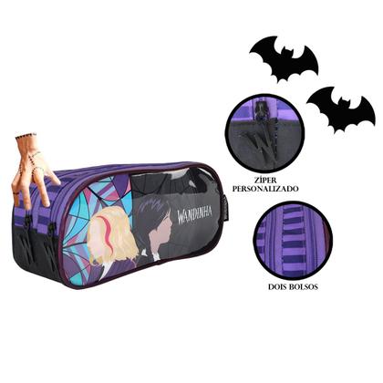 Imagem de Kit Lancheira Térmica + Estojo Escolar Duplo Wandinha