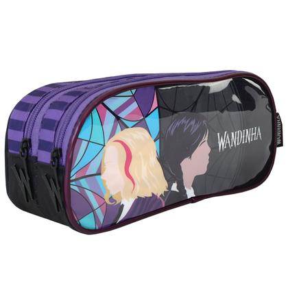 Imagem de Kit Lancheira Térmica + Estojo Escolar Duplo Wandinha