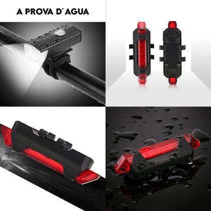 Imagem de Kit Lanterna e Farol Bicicleta Bike Luz Ultra Led a Prova D'Água