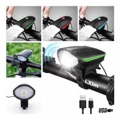 Imagem de Kit Lanterna/Farol/Buzina para Bike Led Usb Verde - Quanhe