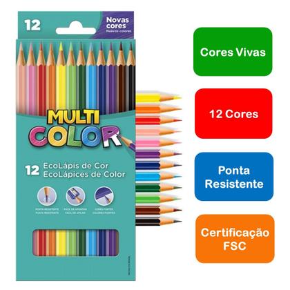 Imagem de Kit Lápis de Cor 34 Cores Multicolor Básicas Tons de Pele Tons Pastéis Faber Castell Escolar Ensino Infantil Fundamental