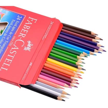 Imagem de Kit Lápis de cor Faber Castell EcoLápis com 24 cores + estojo de canetinhas com 24 cores vivas
