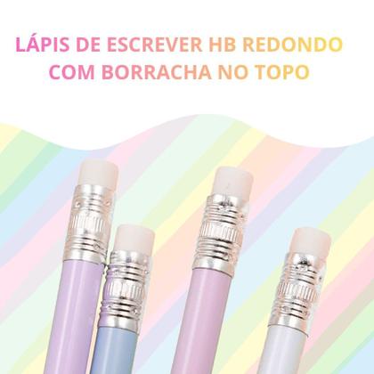 Imagem de Kit Lápis de Escrever HB Pastel de Resina Plástica Reciclada Redondo com Borracha - BRW