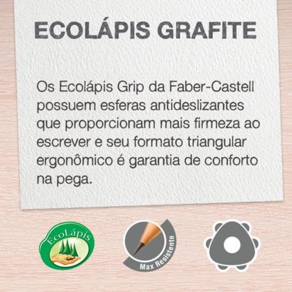 Imagem de Kit Lápis Preto N2 B Triangular Eco Grip 2001 Corpo Cinza+ 2 Grátis - Faber Castell  Papelaria  Escrever  Grafite 