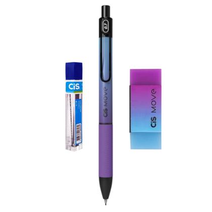 Imagem de Kit Lapiseira e Caneta Move 0.7mm Azul/Roxo Borracha Grafite