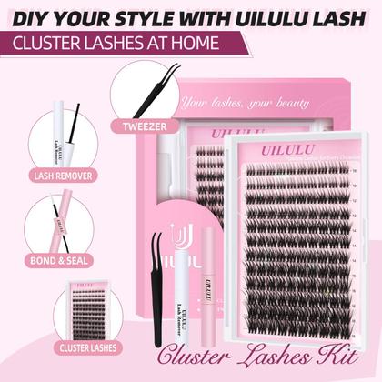 Imagem de Kit Lash Clusters UILULU, extensão Mix D Curl DIY de 10-18 mm