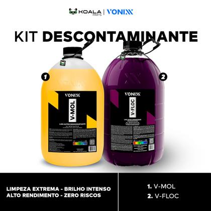 Imagem de Kit Lava Auto Limpeza Pesada VFloc Pré Lavagem 5L VMol Shampoo Neutro 5L Vonixx
