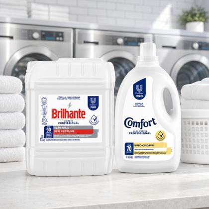Imagem de Kit Lava Roupas Sem Perfume 7L Brilhante + Amaciante Comfort Puro Cuidado 5L