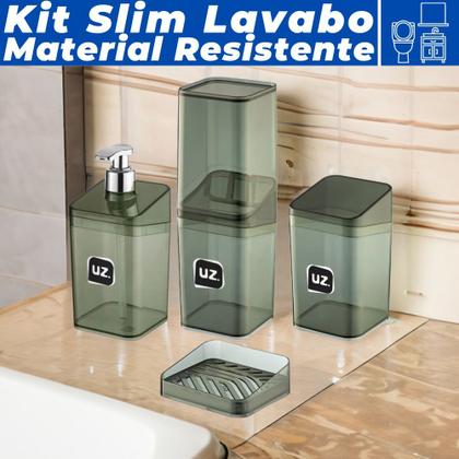 Imagem de Kit Lavabo 4 Peças Banheiro Lavabo Translúcido Luxo Slim