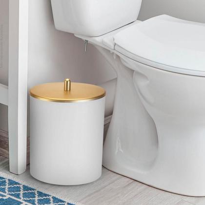 Imagem de Kit Lavabo Acessorios Banheiro Dourado Luxo Gold Lixeira Papeleira Porta Toalha De Rosto Bancada Conjunto