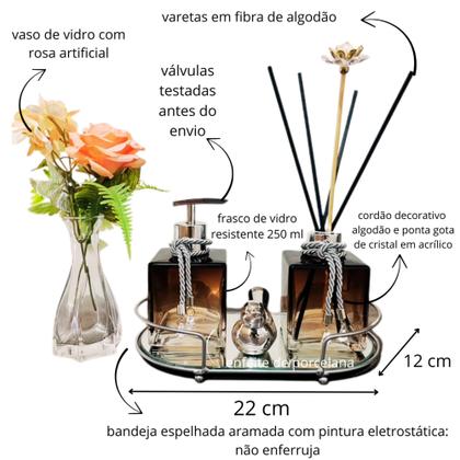 Imagem de Kit Lavabo Banheiro Com Difusor Saboneteira e Bandeja Super Luxo