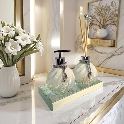 Imagem de Kit Lavabo Banheiro Completo Branco com Bandeja Luxo Decoração