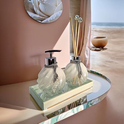 Imagem de Kit Lavabo Banheiro Completo Branco com Bandeja Luxo Decoração