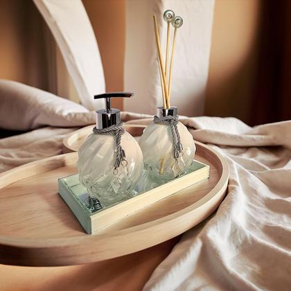 Imagem de Kit Lavabo Banheiro Completo Branco com Bandeja Luxo Decoração