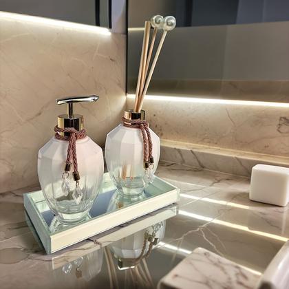 Imagem de Kit Lavabo Banheiro Completo Branco com Bandeja Luxo