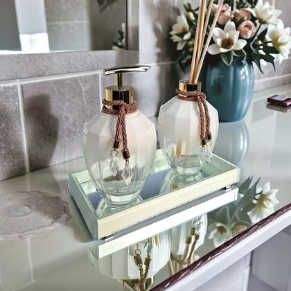 Imagem de Kit Lavabo Banheiro Completo Branco com Bandeja Luxo