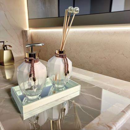 Imagem de Kit Lavabo Banheiro Completo Branco com Bandeja Luxo