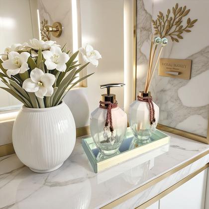 Imagem de Kit Lavabo Banheiro Completo Branco com Bandeja Luxo