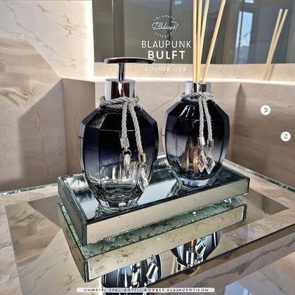 Imagem de Kit Lavabo Banheiro Completo Preto com Bandeja Luxo Decoração Prata