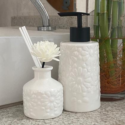 Imagem de Kit Lavabo Banheiro Difusor Aromatizador Saboneteira Líquida