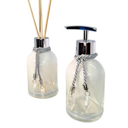 Imagem de Kit Lavabo Branco Decoração Completo De Vidro Luxo Difusor Saboneteira Banheiro Premium