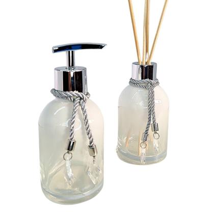 Imagem de Kit Lavabo Branco Decoração Completo De Vidro Luxo Difusor Saboneteira Banheiro Premium