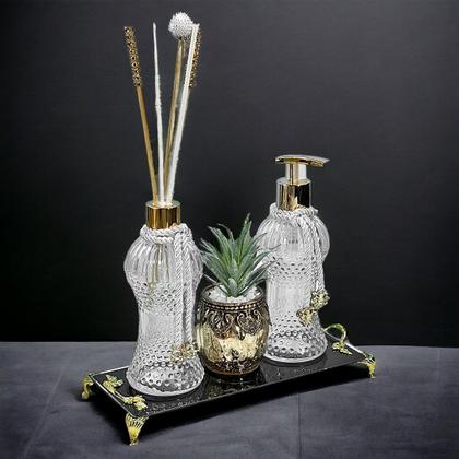 Imagem de Kit Lavabo Cintura Vidro Sabonete Difusor 230ml Base 25x10