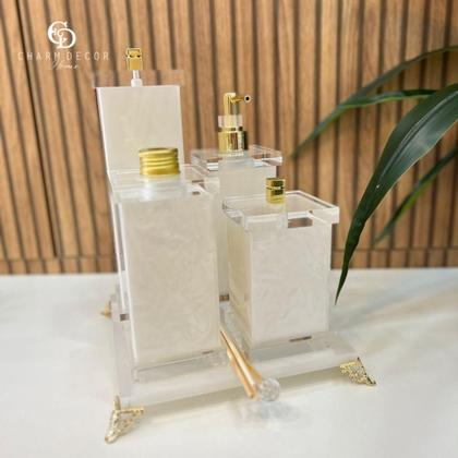 Imagem de Kit lavabo Com 5 peças Charm Acrílico Pérola