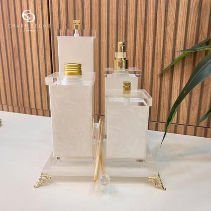 Imagem de Kit lavabo Com 5 peças Charm Acrílico Pérola