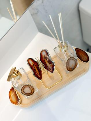 Imagem de Kit Lavabo Com Pedra Em Ágata Natural Banhada